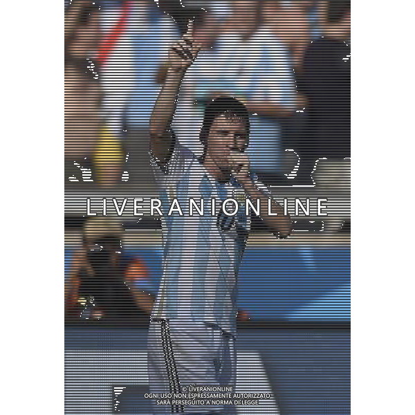 (140621) -- BELO HORIZONTE, June 21, 2014 () -- Lionel Messi of Argentina celebrates scoring during a Group F match between Argentina and Iran of 2014 FIFA World Cup at the Estadio Mineirao Stadium in Belo Horizonte, Brazil, June 21, 2014. Argentina won 1-0. (/Qi Heng)(wll) ©PHOTOSHOT/AGENZIA ALDO LIVERANI SAS - ITALY ONLY - EDITORIAL USE ONLY - ARGENTINA Vs IRAN partita del gruppo di F Coppa del mondo FIFA 2014 Mineirao stadio Estadio a Belo Horizonte, in Brasile, 21 giugno 2014