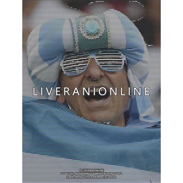 (140621) -- BELO HORIZONTE, June 21, 2014 () -- A fan of Argentina cheers ahead of a Group F match between Argentina and Iran of 2014 FIFA World Cup at the Estadio Mineirao Stadium in Belo Horizonte, Brazil, June 21, 2014. (/Qi Heng)(wll) ©PHOTOSHOT/AGENZIA ALDO LIVERANI SAS - ITALY ONLY - EDITORIAL USE ONLY - ARGENTINA Vs IRAN partita del gruppo di F Coppa del mondo FIFA 2014 Mineirao stadio Estadio a Belo Horizonte, in Brasile, 21 giugno 2014