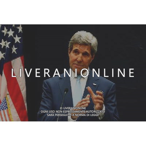 (140622) -- CAIRO, June 22, 2014 () -- U.S. Secretary of State John Kerry speaks to the media during a press conference in Cairo, Egypt, on June 22, 2014. John Kerry held talks on Sunday with Egyptian newly-elected President Abdel- Fattah al-Sisi in Cairo in the first visit of a high-profile U.S. official to Egypt since Sisi took office earlier this month. (/Ahmed Gomaa) ©PHOTOSHOT/Agenzia Aldo Liverani sas - ITALY ONLY - EDITORIAL USE ONLY - Il segretario di Stato Usa John Kerry parla ai media in una conferenza stampa al Cairo, in Egitto, il 22 giugno 2014