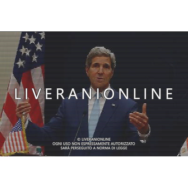 (140622) -- CAIRO, June 22, 2014 () -- U.S. Secretary of State John Kerry speaks to the media during a press conference in Cairo, Egypt, on June 22, 2014. John Kerry held talks on Sunday with Egyptian newly-elected President Abdel- Fattah al-Sisi in Cairo in the first visit of a high-profile U.S. official to Egypt since Sisi took office earlier this month. (/Ahmed Gomaa) ©PHOTOSHOT/Agenzia Aldo Liverani sas - ITALY ONLY - EDITORIAL USE ONLY - Il segretario di Stato Usa John Kerry parla ai media in una conferenza stampa al Cairo, in Egitto, il 22 giugno 2014