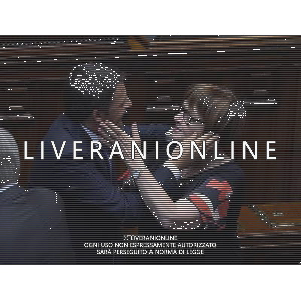 Roma - 24/06/2014 - Montecitorio - Comunicazioni del Presidente del Consiglio dei ministri in vista del Consiglio europeo del 26 e 27 giugno e sulle linee programmatiche del semestre di presidenza italiana del Consiglio dell\'Unione europea - nella foto: Matteo Renzi saluta la deputata del PD Tea Albini che ha preso il posto di Dario Nardella nominato sindaco di Firenze / Ph. Fabrizio Corradetti - Ag. Aldo Liverani sas