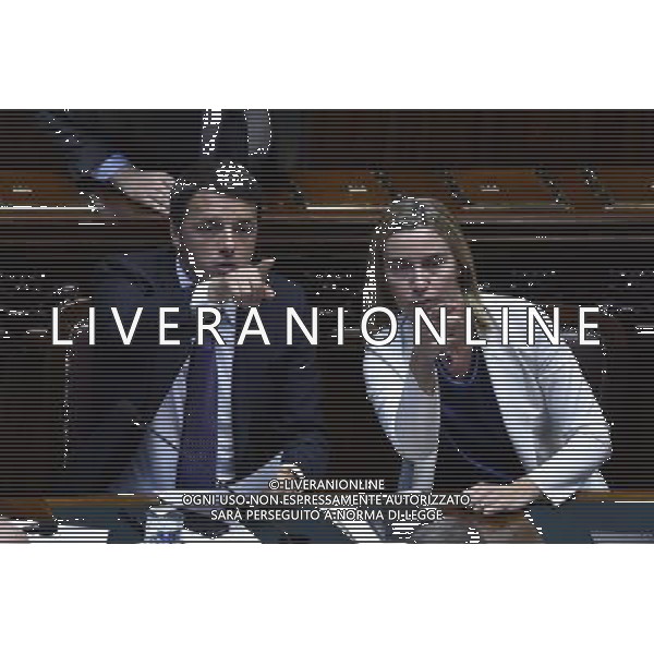 Roma - 24/06/2014 - Montecitorio - Comunicazioni del Presidente del Consiglio dei ministri in vista del Consiglio europeo del 26 e 27 giugno e sulle linee programmatiche del semestre di presidenza italiana del Consiglio dell\'Unione europea - nella foto: Matteo Renzi e Federica Mogherini / Ph. Fabrizio Corradetti - Ag. Aldo Liverani sas