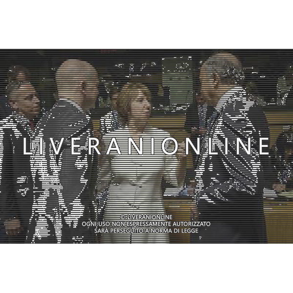 French Foreign Minister Laurent Fabius (R ), British Foreign Secretary William Hague (L) and Catherine ASHTON, High Representative of the Union for Foreign Affairs and Security Policy (EU foreign minister) during EU Foreign Ministers Council (FAC) at European Council headquarters in Luxembourg on 23.06.2014 . On the agenda of European ministers : Ukraine, Libya, Syria and Iraq. ©PHOTOSHOT/Agenzia Aldo Liverani sas - ITALY ONLY - EDITORIAL USE ONLY - Consiglio Ministri degli Esteri UE (FAC) presso la sede del Consiglio europeo di Lussemburgo