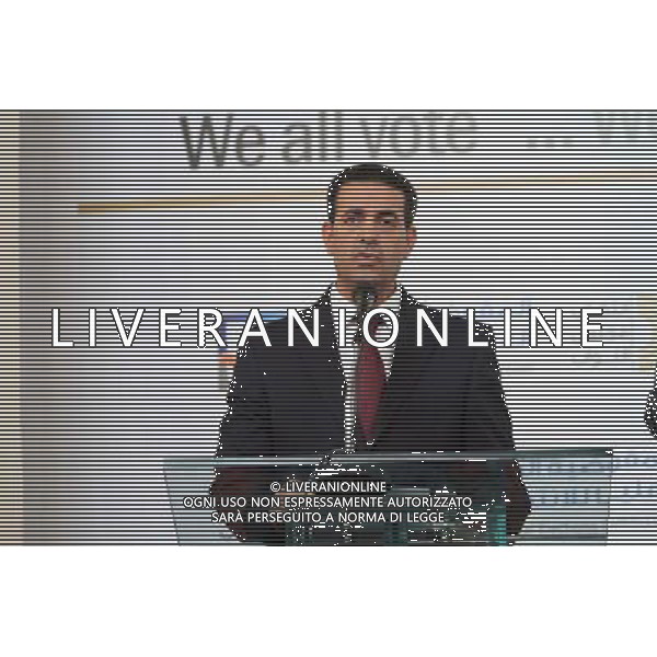 (140623) -- TRIPOLI, June 23, 2014 () -- Chairman of Libya\'s High National Electoral Commission (HNEC) Emad al-Sayeh addresses a press conference in Tripoli, Libya on June 23, 2014. Al-Sayeh said HNEC has made sufficient preparations for the coming Wednesday\'s parliamentary election and security forces will ensure the safety of every polling station. (/Hamza Turkia) ©PHOTOSHOT/Agenzia Aldo Liverani sas - ITALY ONLY - EDITORIAL USE ONLY - Emad al-Sayeh Presidente della Alta Commissione elettorale nazionale della Libia (CET)durante un\'intervista esclusiva con CNC a Tripoli, Libia il 23 Giugno 2014