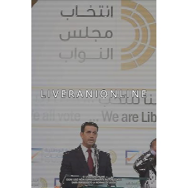 (140623) -- TRIPOLI, June 23, 2014 () -- Chairman of Libya\'s High National Electoral Commission (HNEC) Emad al-Sayeh addresses a press conference in Tripoli, Libya on June 23, 2014. Al-Sayeh said HNEC has made sufficient preparations for the coming Wednesday\'s parliamentary election and security forces will ensure the safety of every polling station. (/Hamza Turkia) ©PHOTOSHOT/Agenzia Aldo Liverani sas - ITALY ONLY - EDITORIAL USE ONLY - Emad al-Sayeh Presidente della Alta Commissione elettorale nazionale della Libia (CET)durante un\'intervista esclusiva con CNC a Tripoli, Libia il 23 Giugno 2014