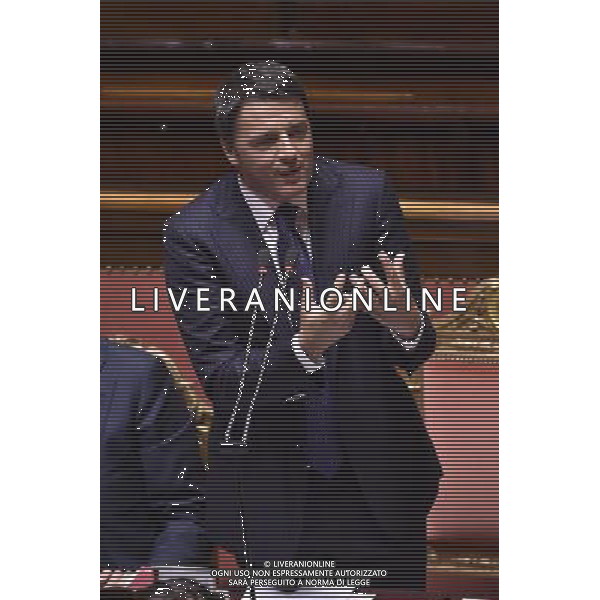 Roma - 24/06/2014 - Senato - Comunicazioni del Presidente del Consiglio dei ministri in vista del Consiglio europeo del 26 e 27 giugno e sulle linee programmatiche del semestre di presidenza italiana del Consiglio nella foto Matteo Renzi ©Corradetti/Agenzia Aldo Liverani sas