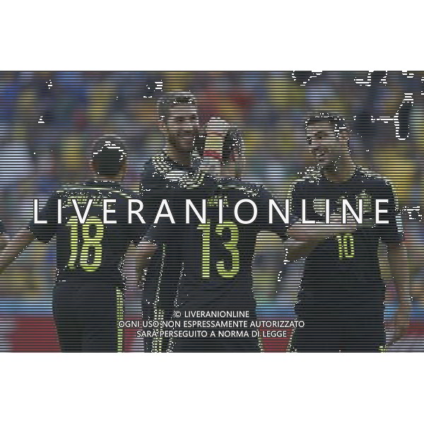 (140623) -- CURITIBA, June 23, 2014 () -- Spain\'s Juan Mata (2nd R) celebrates for his goal during a Group B match between Australia and Spain of 2014 FIFA World Cup at the Arena da Baixada Stadium in Curitiba, Brazil, on June 23, 2014.Spain won 3-0 over Australia on Monday. (/Liao Yujie)(pcy) ©photoshot/Agenzia Aldo Liverani sas - ITALY ONLY - EDITORIAL USE ONLY