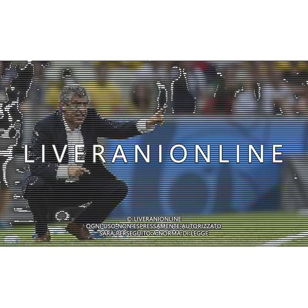 (140624) -- FORTALEZA, June 24, 2014 () -- Greece\'s head coach Fernando Santos gives instruction during a Group C match between Greece and Cote d\'Ivoire of 2014 FIFA World Cup at the Estadio Castelao Stadium in Fortaleza, Brazil, June 24, 2014. (/Yang Lei)(xzj) AG ALDO LIVERANI SAS ONLY ITALY