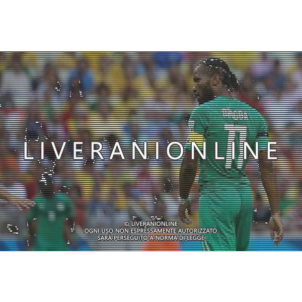 (140624) -- FORTALEZA, June 24, 2014 () -- Cote d\'Ivoire\'s Didier Drogba reacts during a Group C match between Greece and Cote d\'Ivoire of 2014 FIFA World Cup at the Estadio Castelao Stadium in Fortaleza, Brazil, June 24, 2014. Greece won 2-1 over Cote d\'Ivoire on Tuesday. (/Cao Can)(xzj) AG ALDO LIVERANI SAS ONLY ITALY