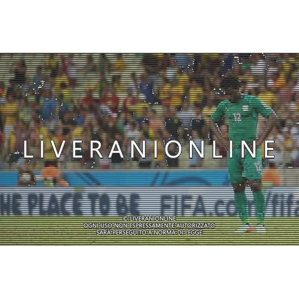 (140624) -- FORTALEZA, June 24, 2014 () -- Cote d\'Ivoire\'s Wilfried Bony reacts after a Group C match between Greece and Cote d\'Ivoire of 2014 FIFA World Cup at the Estadio Castelao Stadium in Fortaleza, Brazil, June 24, 2014. Greece won 2-1 over Cote d\'Ivoire on Tuesday. (/Cao Can)(xzj) AG ALDO LIVERANI SAS ONLY ITALY