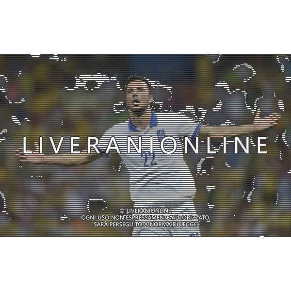 (140624) -- FORTALEZA, June 24, 2014 () -- Greece\'s Andreas Samaris celebrates for a goal during a Group C match between Greece and Cote d\'Ivoire of 2014 FIFA World Cup at the Estadio Castelao Stadium in Fortaleza, Brazil, June 24, 2014. (/Yang Lei)(xzj) AG ALDO LIVERANI SAS ONLY ITALY