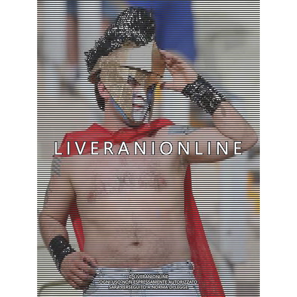 (140624) -- FORTALEZA, June 24, 2014 () -- Greece\'s fan poses prior to a Group C match between Greece and Cote d\'Ivoire of 2014 FIFA World Cup at the Estadio Castelao Stadium in Fortaleza, Brazil, June 24, 2014. (/Cao Can)(xzj) AG ALDO LIVERANI SAS ONLY ITALY