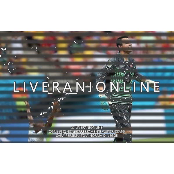 (140625) -- MANAUS, June 25, 2014 () -- Switzerland\'s goalkeeper Diego Benaglio (R) reacts during a Group E match between Honduras and Switzerland of 2014 FIFA World Cup at the Arena Amazonia Stadium in Manaus, Brazil, on June 25, 2014. Switzerland won 3-0 over Honduras on Wednesday. (/Li Ming)(pcy) AG ALDO LIVERANI SAS ONLY ITALY