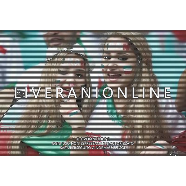 (140625) -- SALVADOR, June 25, 2014 () -- Iran\'s fans pose before a Group F match between Bosnia And Herzegovina and Iran of 2014 FIFA World Cup at the Arena Fonte Nova Stadium in Salvador, Brazil, June 24, 2014. (/Cao Can) AG ALDO LIVERANI SAS ONLY ITALY