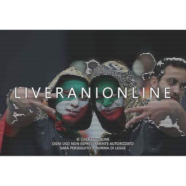 (140625) -- SALVADOR, June 25, 2014 () -- Iran\'s fans pose before a Group F match between Bosnia And Herzegovina and Iran of 2014 FIFA World Cup at the Arena Fonte Nova Stadium in Salvador, Brazil, June 24, 2014. (/Cao Can) AG ALDO LIVERANI SAS ONLY ITALY