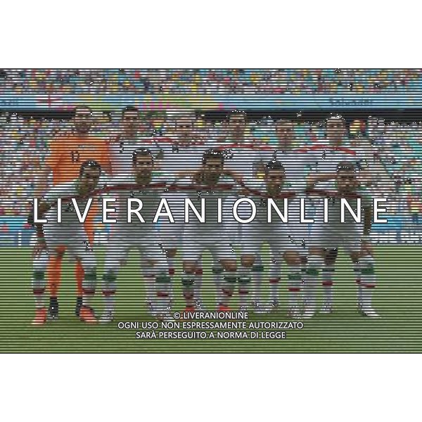 (140625) -- SALVADOR, June 25, 2014 () -- Iran\'s players pose for a group photo during a Group F match between Bosnia And Herzegovina and Iran of 2014 FIFA World Cup at the Arena Fonte Nova Stadium in Salvador, Brazil, June 24, 2014. (/Yang Lei) AG ALDO LIVERANI SAS ONLY ITALY