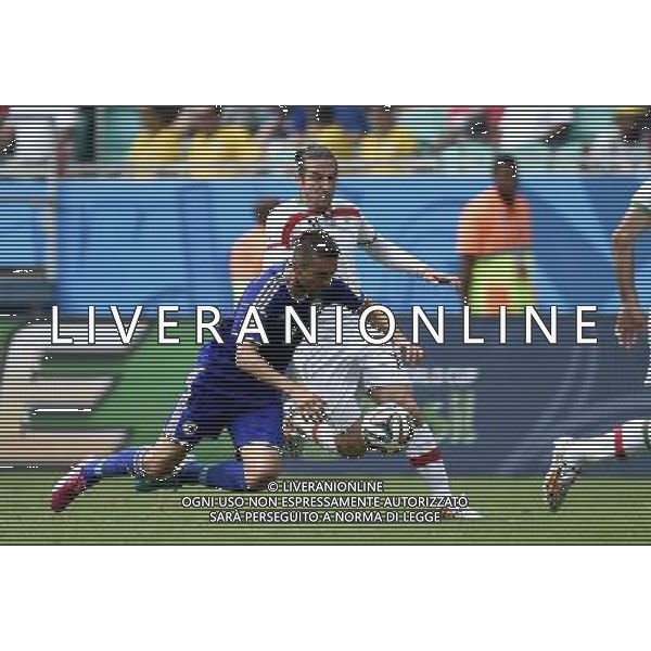 (140625) -- SALVADOR, June 25, 2014 () -- Bosnia And Herzegovina\'s Vedad Ibisevic falls down during a Group F match between Bosnia And Herzegovina and Iran of 2014 FIFA World Cup at the Arena Fonte Nova Stadium in Salvador, Brazil, June 24, 2014. (/Yang Lei) AG ALDO LIVERANI SAS ONLY ITALY