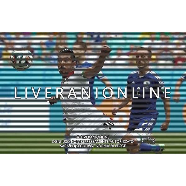 (140625) -- SALVADOR, June 25, 2014 () -- Iran\'s Reza Ghoochannejad shoots the ball during a Group F match between Bosnia And Herzegovina and Iran of 2014 FIFA World Cup at the Arena Fonte Nova Stadium in Salvador, Brazil, June 24, 2014. (/Cao Can) AG ALDO LIVERANI SAS ONLY ITALY