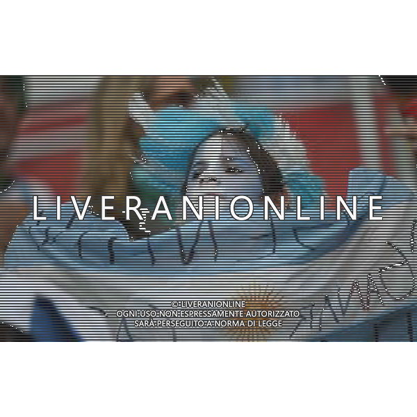 (140625) -- PORTO ALEGRE, June 25, 2014 () -- A young supporter of Argentina is seen before a Group F match between Nigeria and Argentina of 2014 FIFA World Cup at the Estadio Beira-Rio Stadium in Porto Alegre, Brazil, on June 25, 2014.(/Li Ga)(pcy) AG ALDO LIVERANI SAS ONLY ITALY