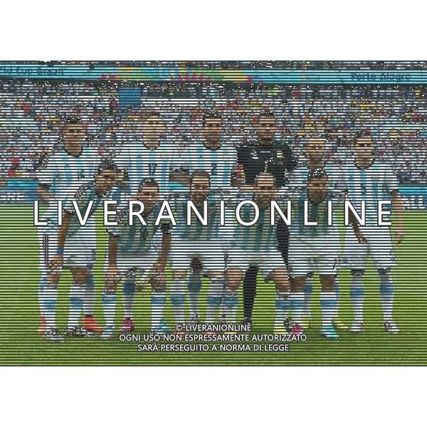 (140625) -- PORTO ALEGRE, June 25, 2014 () -- Argentina\'s players pose for a group photo before a Group F match between Nigeria and Argentina of 2014 FIFA World Cup at the Estadio Beira-Rio Stadium in Porto Alegre, Brazil, on June 25, 2014.(/Chen Jianli)(pcy) AG ALDO LIVERANI SAS ONLY ITALY