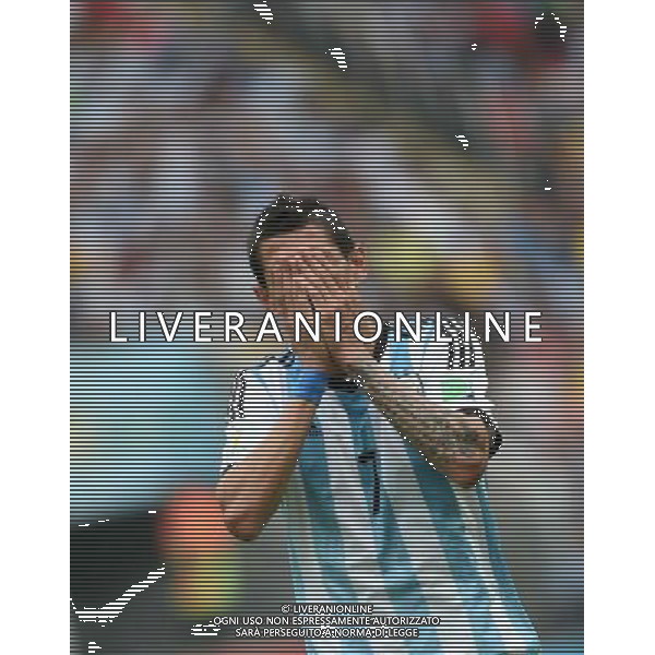 (140625) -- PORTO ALEGRE, June 25, 2014 () -- Argentina\'s Angel Di Maria reacts during a Group F match between Nigeria and Argentina of 2014 FIFA World Cup at the Estadio Beira-Rio Stadium in Porto Alegre, Brazil, on June 25, 2014.(/Li Ga)(pcy) AG ALDO LIVERANI SAS ONLY ITALY