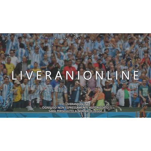 (140625) -- PORTO ALEGRE, June 25, 2014 () -- Argentina\'s Lionel Messi celebrates for scoring a goal during a Group F match between Nigeria and Argentina of 2014 FIFA World Cup at the Estadio Beira-Rio Stadium in Porto Alegre, Brazil, on June 25, 2014. Argentina won 3-2 over Nigeria on Wednesday. (/Li Ga)(pcy) AG ALDO LIVERANI SAS ONLY ITALY