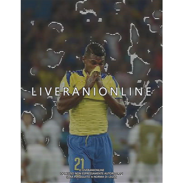 (140625) -- RIO DE JANEIRO, June 25, 2014 () -- Ecuador\'s Gabriel Achilier leaves the field after a Group E match between Ecuador and France of 2014 FIFA World Cup at the Estadio do Maracana Stadium in Rio de Janeiro, Brazil, June 25, 2014. The match ended in a 0-0 draw. (/Wang Yuguo) AG ALDO LIVERANI SAS ONLY ITALY