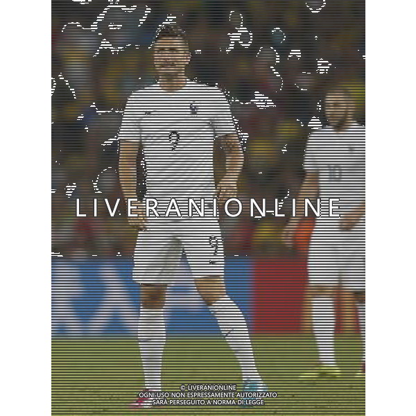 (140625) -- RIO DE JANEIRO, June 25, 2014 () -- France\'s Olivier Giroud reacts during a Group E match between Ecuador and France of 2014 FIFA World Cup at the Estadio do Maracana Stadium in Rio de Janeiro, Brazil, June 25, 2014. (/Wang Lili) AG ALDO LIVERANI SAS ONLY ITALY