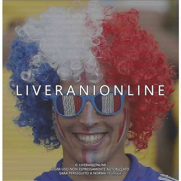 (140625) -- RIO DE JANEIRO, June 25, 2014 () -- A France\'s fan poses before a Group E match between Ecuador and France of 2014 FIFA World Cup at the Estadio do Maracana Stadium in Rio de Janeiro, Brazil, June 25, 2014. (/Wang Lili) AG ALDO LIVERANI SAS ONLY ITALY