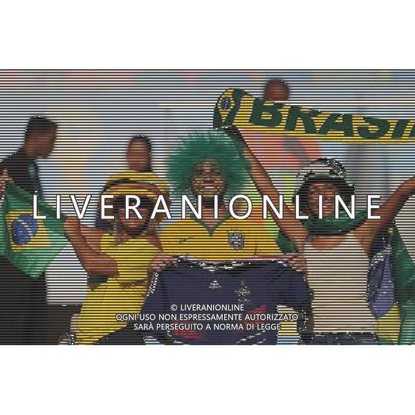 (140625) -- RIO DE JANEIRO, June 25, 2014 () -- Fans pose before a Group E match between Ecuador and France of 2014 FIFA World Cup at the Estadio do Maracana Stadium in Rio de Janeiro, Brazil, June 25, 2014. (/Xu Zijian) AG ALDO LIVERANI SAS ONLY ITALY