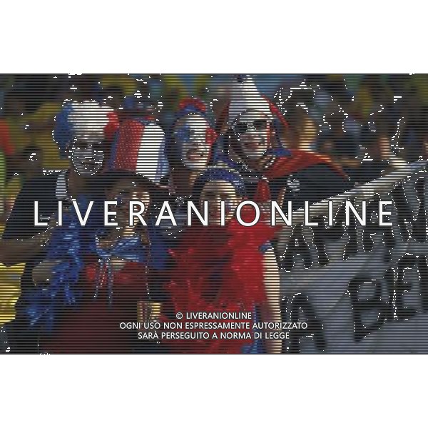 (140625) -- RIO DE JANEIRO, June 25, 2014 () -- France\'s fans pose before a Group E match between Ecuador and France of 2014 FIFA World Cup at the Estadio do Maracana Stadium in Rio de Janeiro, Brazil, June 25, 2014. (/Wang Lili) AG ALDO LIVERANI SAS ONLY ITALY