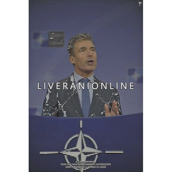 (140625) -- BRUSSELS, June 25, 2014 () -- NATO Secretary General Anders Fogh Rasmussen addresses a press conference during NATO Foreign Ministers Meetings at its headquarters in Brussels, capital of Brussels, June 25, 2014. (/Ye Pingfan) ©PHOTOSHOT/Agenzia Aldo Liverani sas - ITALY ONLY - EDITORIAL USE ONLY - Riunione dei Ministri degli esteri della NATO presso la sede di Bruxelles, Belgio 25 giugno 2014