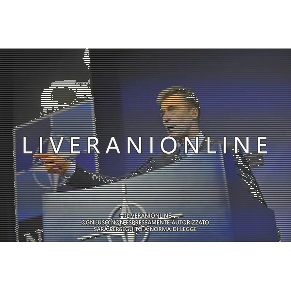 (140625) -- BRUSSELS, June 25, 2014 () -- NATO Secretary General Anders Fogh Rasmussen addresses a press conference during NATO Foreign Ministers Meetings at its headquarters in Brussels, capital of Brussels, June 25, 2014. (/Ye Pingfan) ©PHOTOSHOT/Agenzia Aldo Liverani sas - ITALY ONLY - EDITORIAL USE ONLY - Riunione dei Ministri degli esteri della NATO presso la sede di Bruxelles, Belgio 25 giugno 2014