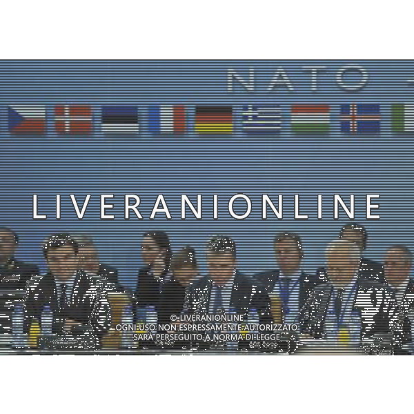 (140625) -- BRUSSELS, June 25, 2014 () -- Ukranian Foreign Minister Pawel Klimkin (L) and NATO Secretary General Anders Fogh Rasmussen (C) attend a NATO-Ukraine Commission meeting during NATO Foreign Ministers Meetings at its headquarters in Brussels, capital of Brussels, June 25, 2014. (/Ye Pingfan) ©PHOTOSHOT/Agenzia Aldo Liverani sas - ITALY ONLY - EDITORIAL USE ONLY - Riunione dei Ministri degli esteri della NATO presso la sede di Bruxelles, Belgio 25 giugno 2014