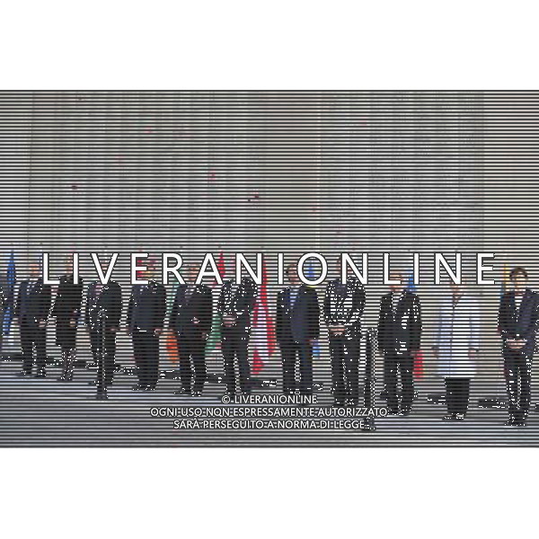 (140626) -- BRUSSELS, June 26, 2014 () -- Eurepean leaders attend a ceremony marking the centenary of the outbreak of World War I, in Ypres, northwest of Belgium, on June 26, 2014. During the war, hundreds of thousands of soldiers and civilians from all over the world lost their lives around the Belgian town of Ypres. EU leaders begin a two-day summit here, one of the World War I\'s deadliest battlefields, on Thursday. (/Ye Pingfan) ©PHOTOHOT/Agenzia Aldo Liverani sas - ITALY ONLY - EDITORIAL USE ONLY