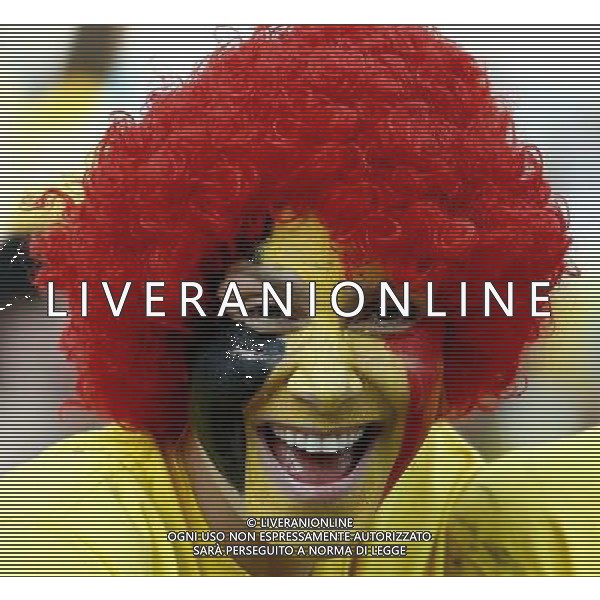 (140626) -- SAO PAULO, June 26, 2014 () -- A Belgium\'s fan cheers prior to a Group H match between South Korea and Belgium of 2014 FIFA World Cup at the Arena de Sao Paulo Stadium in Sao Paulo, Brazil, on June 26, 2014. (/Chen Jianli)(xzj) ©PHOTOHOT/Agenzia Aldo Liverani sas - ITALY ONLY - EDITORIAL USE ONLY