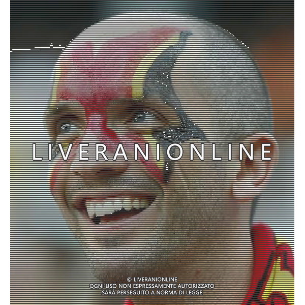 (140626) -- SAO PAULO, June 26, 2014 () -- A Belgium\'s fan cheers prior to a Group H match between South Korea and Belgium of 2014 FIFA World Cup at the Arena de Sao Paulo Stadium in Sao Paulo, Brazil, on June 26, 2014. (/Chen Jianli)(xzj) ©PHOTOHOT/Agenzia Aldo Liverani sas - ITALY ONLY - EDITORIAL USE ONLY