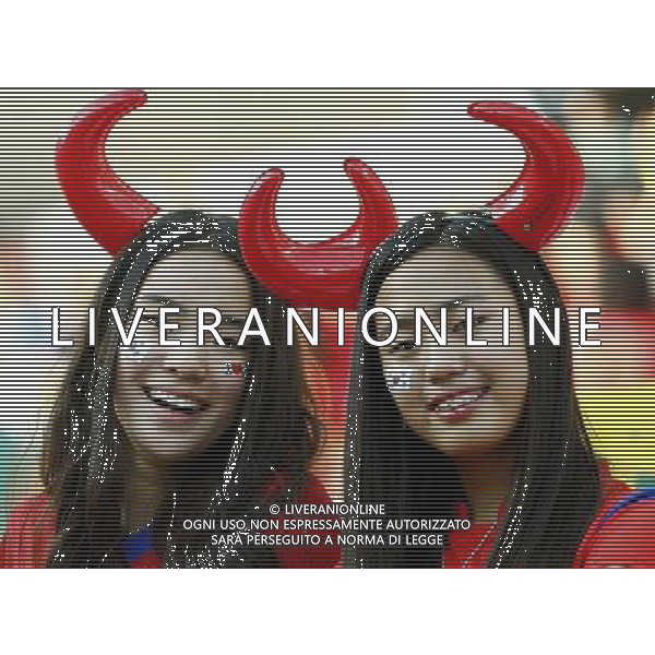 (140626) -- SAO PAULO, June 26, 2014 () -- South Korea\'s fans pose prior to a Group H match between South Korea and Belgium of 2014 FIFA World Cup at the Arena de Sao Paulo Stadium in Sao Paulo, Brazil, on June 26, 2014. (/Chen Jianli)(xzj) ©PHOTOHOT/Agenzia Aldo Liverani sas - ITALY ONLY - EDITORIAL USE ONLY