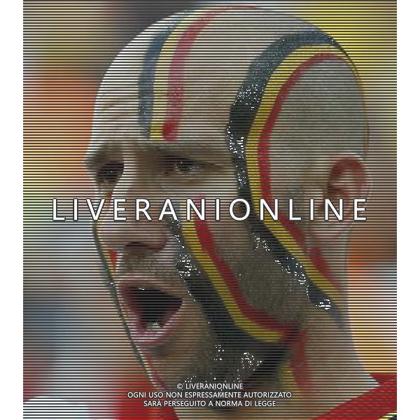 (140626) -- SAO PAULO, June 26, 2014 () -- A Belgium\'s fan cheers prior to a Group H match between South Korea and Belgium of 2014 FIFA World Cup at the Arena de Sao Paulo Stadium in Sao Paulo, Brazil, on June 26, 2014. (/Chen Jianli)(xzj) ©PHOTOHOT/Agenzia Aldo Liverani sas - ITALY ONLY - EDITORIAL USE ONLY