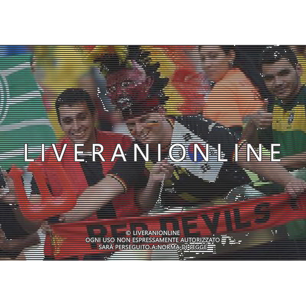 (140626) -- SAO PAULO, June 26, 2014 () -- Belgium\'s fans cheer prior to a Group H match between South Korea and Belgium of 2014 FIFA World Cup at the Arena de Sao Paulo Stadium in Sao Paulo, Brazil, on June 26, 2014. (/Li Ga)(xzj) ©PHOTOHOT/Agenzia Aldo Liverani sas - ITALY ONLY - EDITORIAL USE ONLY