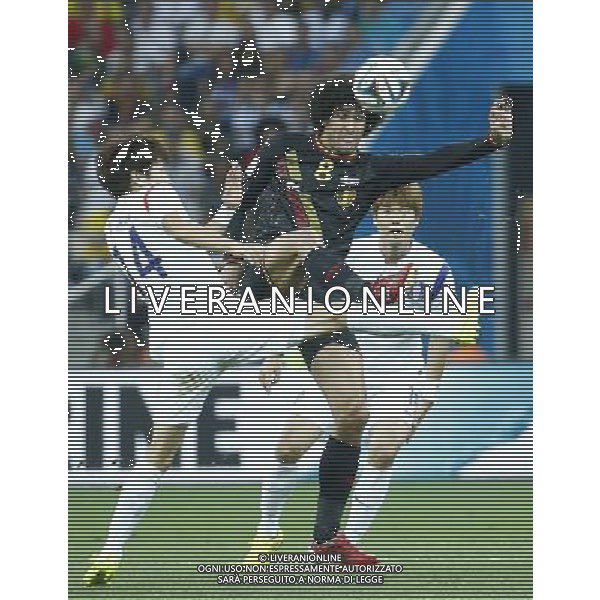 (140626) -- SAO PAULO, June 26, 2014 () -- Belgium\'s Marouane Fellaini (R, front) vies with Korea Republic\'s Han Kook Young during a Group H match between Korea Republic and Belgium of 2014 FIFA World Cup at the Arena de Sao Paulo Stadium in Sao Paulo, Brazil, on June 26, 2014. (/Chen Jianli)(xzj) ©PHOTOHOT/Agenzia Aldo Liverani sas - ITALY ONLY - EDITORIAL USE ONLY