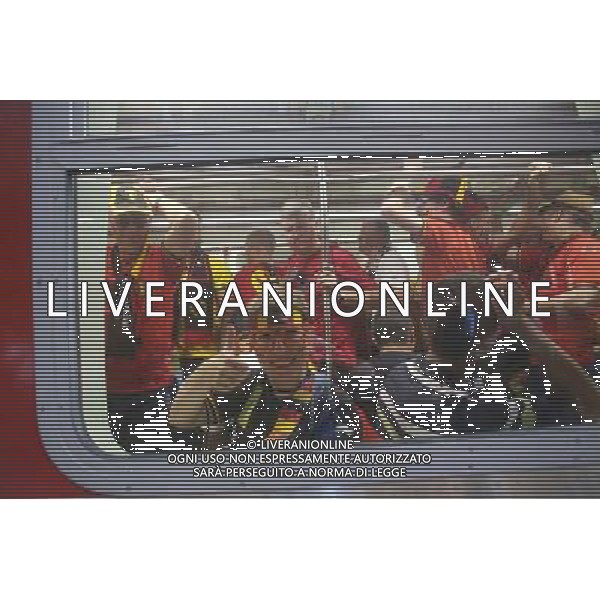 (140626) -- SAO PAULO, June 26, 2014 () -- Supporters of Belgium are seen on a train to the Arena Sao Paulo Stadium where a Group H match between Belgium and Korea Republic of 2014 FIFA World Cup is held, in Sao Paulo, Brazil, June 26, 2014.(/Rahel Patrasso)(pcy) ©PHOTOHOT/Agenzia Aldo Liverani sas - ITALY ONLY - EDITORIAL USE ONLY