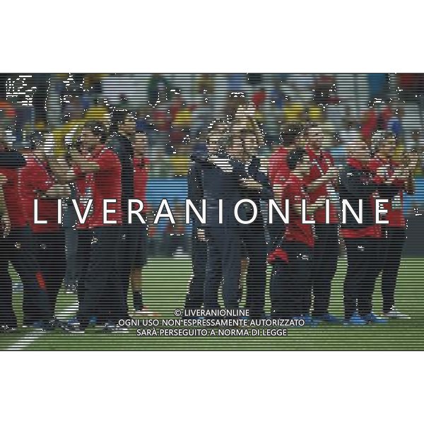 (140626) -- SAO PAULO, June 26, 2014 () -- Belgium\'s team celebrates after a Group H match between Korea Republic and Belgium of 2014 FIFA World Cup at the Arena de Sao Paulo Stadium in Sao Paulo, Brazil, on June 26, 2014. Belgium won 1-0 over Korea Republic on Thursday. Belgium and Algeria enter Round of 16 from Group H. (/Chen Jianli)(pcy) ©PHOTOHOT/Agenzia Aldo Liverani sas - ITALY ONLY - EDITORIAL USE ONLY