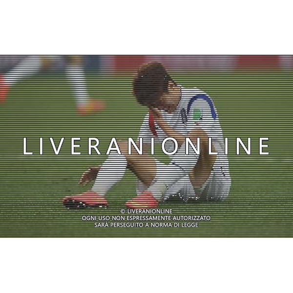 (140626) -- SAO PAULO, June 26, 2014 () -- Korea Republic\'s Lee Chung Yong reacts after missing a chance during a Group H match between Korea Republic and Belgium of 2014 FIFA World Cup at the Arena de Sao Paulo Stadium in Sao Paulo, Brazil, on June 26, 2014. Belgium won 1-0 over Korea Republic on Thursday. Belgium and Algeria enter Round of 16 from Group H. (/Li Ga)(pcy) ©PHOTOHOT/Agenzia Aldo Liverani sas - ITALY ONLY - EDITORIAL USE ONLY