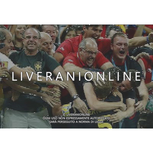 (140626) -- SAO PAULO, June 26, 2014 () -- Belgium\'s Jan Vertonghen (C, front) celebrates after scoring a goal during a Group H match between Korea Republic and Belgium of 2014 FIFA World Cup at the Arena de Sao Paulo Stadium in Sao Paulo, Brazil, on June 26, 2014. (/Chen Jianli)(xzj) ©PHOTOHOT/Agenzia Aldo Liverani sas - ITALY ONLY - EDITORIAL USE ONLY