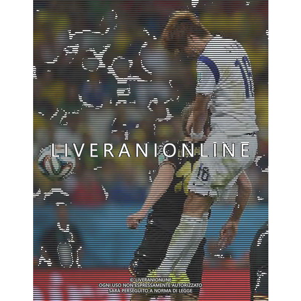 (140626) -- SAO PAULO, June 26, 2014 () -- Korea Republic\'s Park Chu Young (top) vies with Belgium\'s Nicolas Lombaerts during a Group H match between Korea Republic and Belgium of 2014 FIFA World Cup at the Arena de Sao Paulo Stadium in Sao Paulo, Brazil, on June 26, 2014. (/Li Ga)(xzj) ©PHOTOHOT/Agenzia Aldo Liverani sas - ITALY ONLY - EDITORIAL USE ONLY