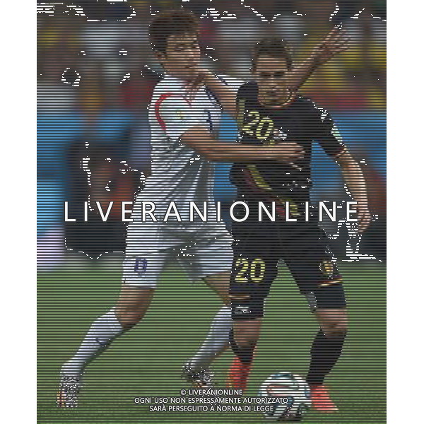 (140626) -- SAO PAULO, June 26, 2014 () -- Belgium\'s Adnan Januzaj (R) vies with Korea Republic\'s Yun Suk Young during a Group H match between Korea Republic and Belgium of 2014 FIFA World Cup at the Arena de Sao Paulo Stadium in Sao Paulo, Brazil, on June 26, 2014. (/Li Ga)(xzj) ©PHOTOHOT/Agenzia Aldo Liverani sas - ITALY ONLY - EDITORIAL USE ONLY