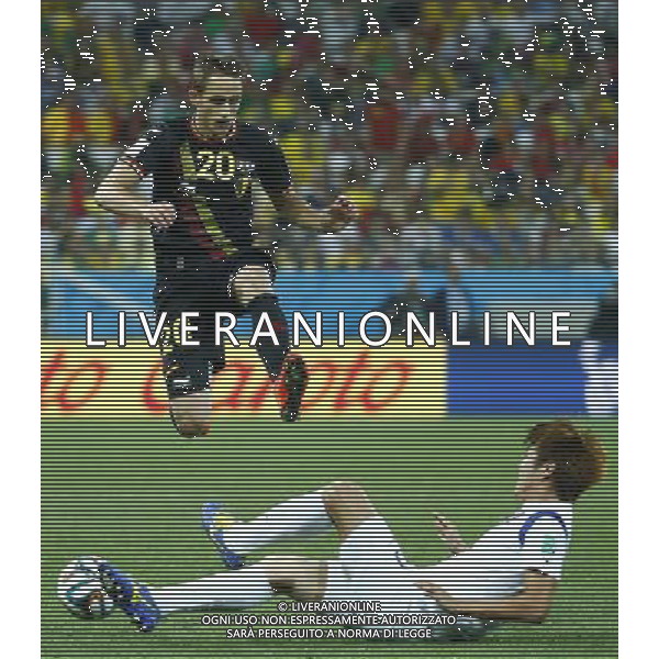 (140626) -- SAO PAULO, June 26, 2014 () -- Belgium\'s Adnan Januzaj (top) competes during a Group H match between Korea Republic and Belgium of 2014 FIFA World Cup at the Arena de Sao Paulo Stadium in Sao Paulo, Brazil, on June 26, 2014. (/Chen Jianli)(xzj) ©PHOTOHOT/Agenzia Aldo Liverani sas - ITALY ONLY - EDITORIAL USE ONLY