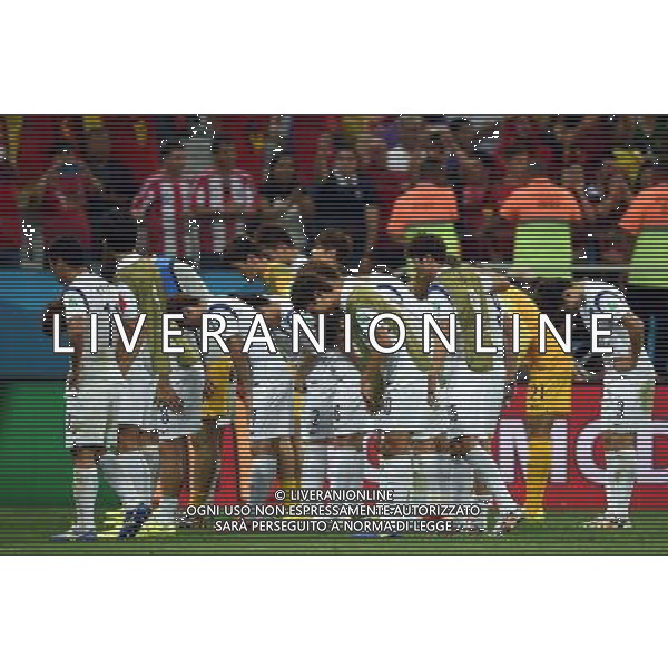 (140626) -- SAO PAULO, June 26, 2014 () -- Korea Republic\'s players salute to the audience after a Group H match between Korea Republic and Belgium of 2014 FIFA World Cup at the Arena de Sao Paulo Stadium in Sao Paulo, Brazil, on June 26, 2014. Belgium won 1-0 over Korea Republic on Thursday. Belgium and Algeria enter Round of 16 from Group H. (/Li Ga)(pcy) ©PHOTOHOT/Agenzia Aldo Liverani sas - ITALY ONLY - EDITORIAL USE ONLY