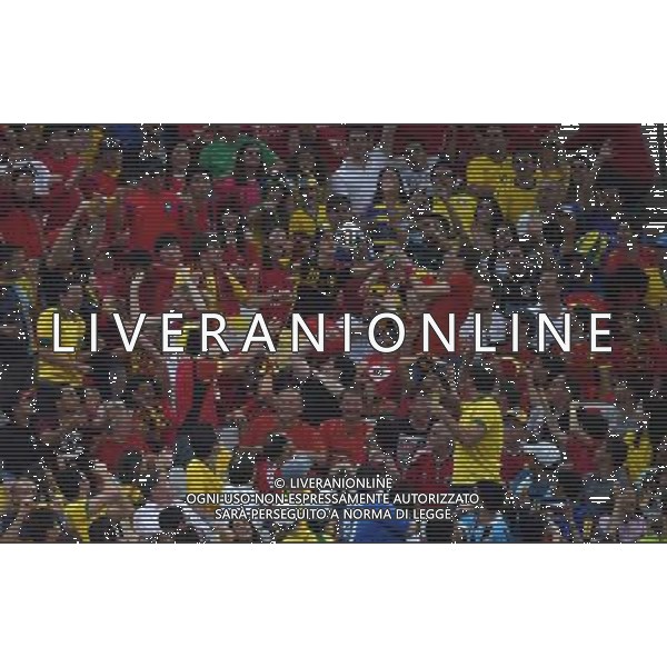 (140626) -- SAO PAULO, June 26, 2014 () -- Football fans try to get the ball kicked onto the stand during a Group H match between Korea Republic and Belgium of 2014 FIFA World Cup at the Arena de Sao Paulo Stadium in Sao Paulo, Brazil, on June 26, 2014. Belgium won 1-0 over Korea Republic on Thursday. Belgium and Algeria enter Round of 16 from Group H. (/Li Ga)(pcy) ©PHOTOHOT/Agenzia Aldo Liverani sas - ITALY ONLY - EDITORIAL USE ONLY